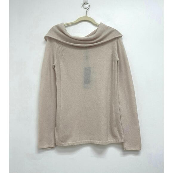 NWT Halston Heritage 100% Cashmere Cowl Neck Luxury Soft Neutral Sweater Medium - Picture 2 of 10